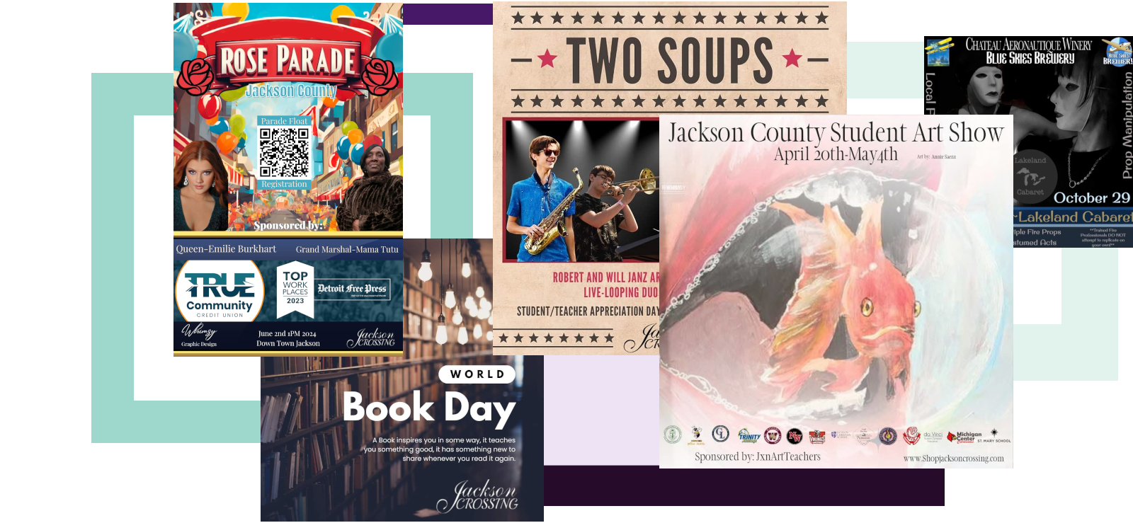 A collage of selected Whimsy campaign work